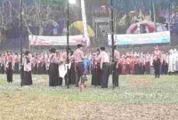 Pelaksanaan LT III Kwarcab Ciamis diguyur hujan.