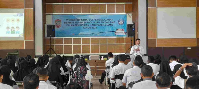 Workshop Strategi Pembelajaran Berdiferensiasi Bagi Guru SD dan SMP Tahun 2023, di Aula Disdik Ciamis, Rabu (24/5/2023).