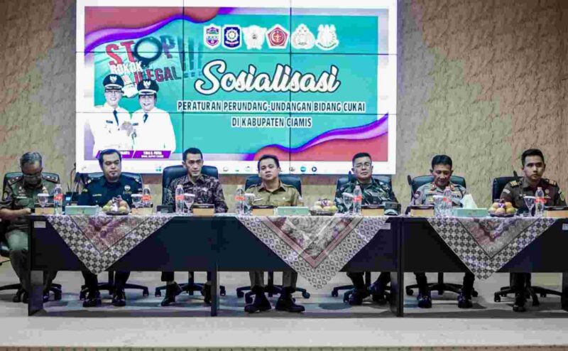 Sosialisasi Peraturan Perundang-Undangan Bidang Cukai yang diadakan Satpol PP Ciamis, di Bappeda, Selasa (23/5/2023).