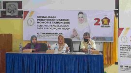 Anggota DPRD Provinsi Jawa Barat Fraksi Gerindra, Hj. Tina Wiryawati, SH telah menggelar sosialisasi Peraturan Daerah Nomor 5 Tahun 2015 tentang Pengelolaan Jasa Lingkungan Hidup, di salah satu Hotel di Kabupaten Ciamis, Sabtu (15/7/2023).