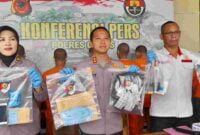 Polres Ciamis saat menggelar konferensi pers di Mapolres Ciamis, Selasa (8/8/2023).