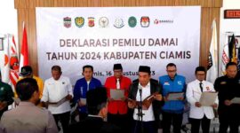 Deklarasi Pemilu Damai di Joglo KPUD Ciamis.