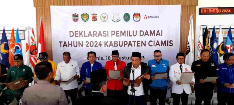 Deklarasi Pemilu Damai di Joglo KPUD Ciamis.