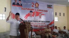 Iwan Bule saat menghadiri Silaturahmi dan Konsolidasi Partai Gerindra di RM Sukasenang Cijeunjing Ciamis, Minggu (26/11/2023).