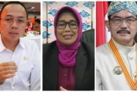 Dari kiri Ir. HA Koswara, MP, (tengah) Dra Hj Gusti Agung Kim Fajar Wiyati Oka M.Si, dan (kanan) H Engkus Sutisna ST MT. 