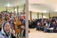 Calon anggota legislatif (caleg) DPR RI dari Partai NasDem nomor urut 1 Dapil Jawa Barat X (Kuningan, Ciamis, Banjar dan Pangandaran), Farahdibha Tenrilemba berselfi dengan Ibu-ibu Kecamatan Panumbangan.