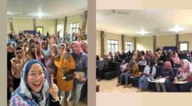Calon anggota legislatif (caleg) DPR RI dari Partai NasDem nomor urut 1 Dapil Jawa Barat X (Kuningan, Ciamis, Banjar dan Pangandaran), Farahdibha Tenrilemba berselfi dengan Ibu-ibu Kecamatan Panumbangan.