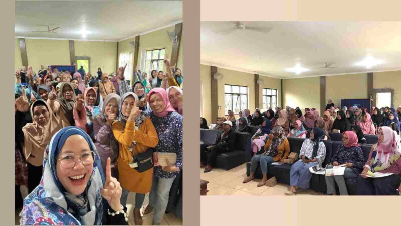 Calon anggota legislatif (caleg) DPR RI dari Partai NasDem nomor urut 1 Dapil Jawa Barat X (Kuningan, Ciamis, Banjar dan Pangandaran), Farahdibha Tenrilemba berselfi dengan Ibu-ibu Kecamatan Panumbangan.