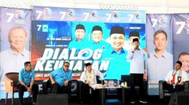 Ketua Bappilu Partai Gerindra Jawa Barat, Aris Marsudiyanto saat menghadiri Dialog Keumatan bersama Partai Gelora di Hotel Mandalawangi Tasikmalaya, Minggu (14/1/2024).