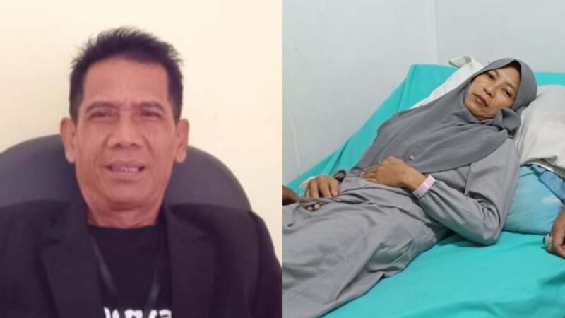 Ketua PPK Kecamatan Cimaragas, Nana Suryana (Kiri), Tatat Yuliati (40) petugas KPPS yang dilarikan ke RSUD Ciamis (kanan).