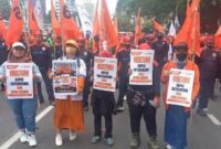 Demo buruh di Jakarta.