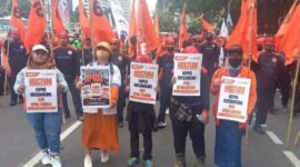 Demo buruh di Jakarta.
