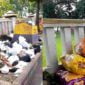 Sampah yang berada di trotoar Jl KH Ahmad Dahlan Ciamis.
