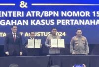 Penandatanganan Perjanjian Kerja Sama (PKS) antara Kementerian ATR/BPN dan Polri.