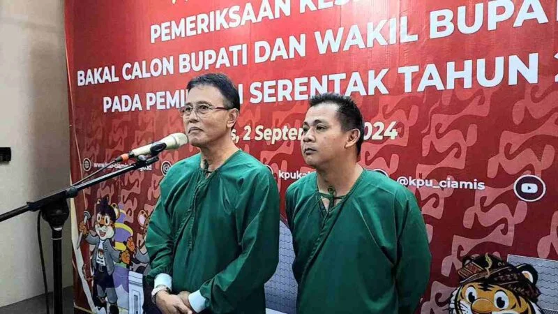 Herdiat-Yana usai menjalani pemeriksaan kesehatan di RSUD Ciamis.