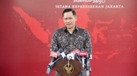 Menteri AHY saat konferensi pers.