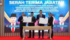 Sertijab Menteri ATR/Kepala BPN dan Wakil Menteri ATR/Wakil Kepala BPN di Aula Prona Kementerian ATR/BPN, Senin (21/10/2024).