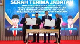 Sertijab Menteri ATR/Kepala BPN dan Wakil Menteri ATR/Wakil Kepala BPN di Aula Prona Kementerian ATR/BPN, Senin (21/10/2024).