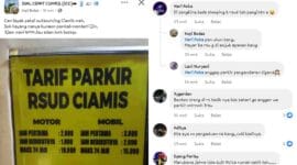 Cuitan warganet mengenai tarif parkir di RSUD Ciamis.