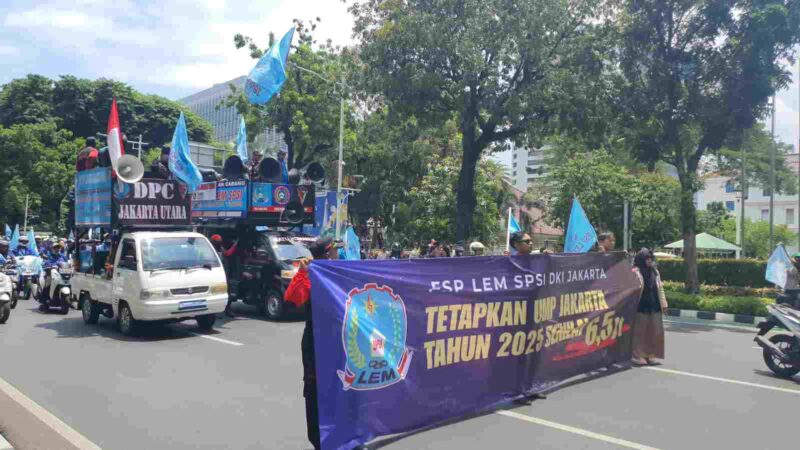 Demo buruh di Jakarta.