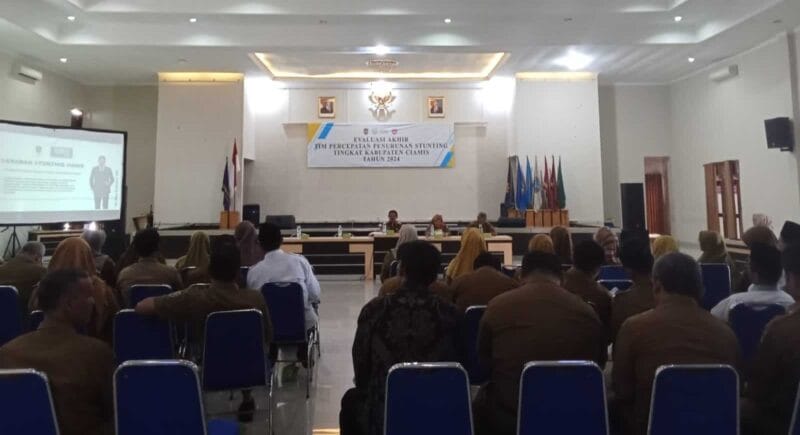 Evaluasi Akhir Tim Percepatan Penurunan Stunting Tingkat Kabupaten Ciamis Tahun 2024 yang berlangsung di Aula KH. Ahmad Dahlan Ciamis, Senin (23/12/2024).