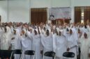 Bimbingan jemaah haji asal Ciamis di Gedung Islamic Center Ciamis, Sabtu (19/4/2025).