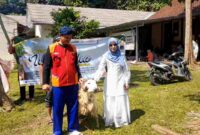 Penyembelihan hewan kurban di Ponpes Al Kautsar, kota Banjar.
