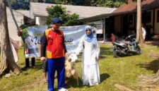 Penyembelihan hewan kurban di Ponpes Al Kautsar, kota Banjar.