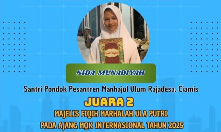 Santri Pondok Pesantren Manhajul Ulum, Kecamatan Rajadesa, Kabupaten Ciamis, Nida Munadiyah.