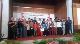 Kegiatan donor darah untuk penderita thalasemia sekaligus penyaluran santunan.