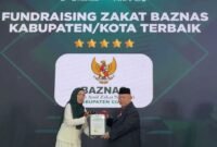 Penghargaan diserahkan langsung oleh Direktur IFI, Sri Sugiyanti, S.Sos, kepada Ketua BAZNAS Kabupaten Ciamis, Drs. H. Lili Miftah, MBA.