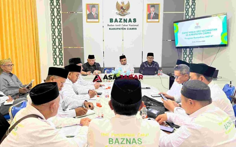 Rapat koordinasi (rakor) bersama Unit Pengumpul Zakat (UPZ) kecamatan se-Kabupaten Ciamis di Aula Kantor BAZNAS Ciamis, Kamis (12/2/2026). 