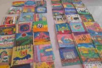 Kreasi menggambar dan mewarnai hihid, alat kipas tradisional Sunda yang terbuat dari anyaman bambu berbentuk persegi dengan pegangan.