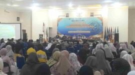 Agenda dialog pada acara Syawalan Muhammadiyah di Auditorium Stikes Muhammadiyah Ciamis. (Foto: TN)