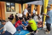 Penyembelihan hewan kurban di Halaman Kantor Kemenag Ciamis, Jumat (29/5/2026).