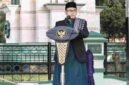 Ustad Kikin Muttaqin, S.Pd., M.Pd tengah mengiai khutbah salat iduladha tingkat Kabupaten Ciamis di Alun-alun.