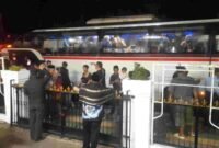 Rombongan jamaah haji tiba di Gedung Dakwah Kota Tasik pukul 23.04.