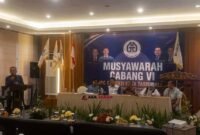 Agus Nugraha sedang memberikan sambutan usai ditetapkan menjadi Ketua terpilih.