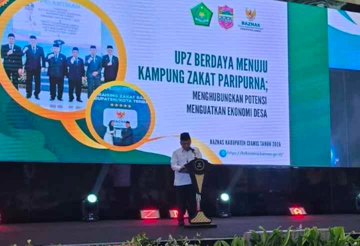 Wakil Ketua I BAZNAS Kabupaten Ciamis, Dr. Wasdi, M.Si., yang mewakili Ketua BAZNAS Kabupaten Ciamis.